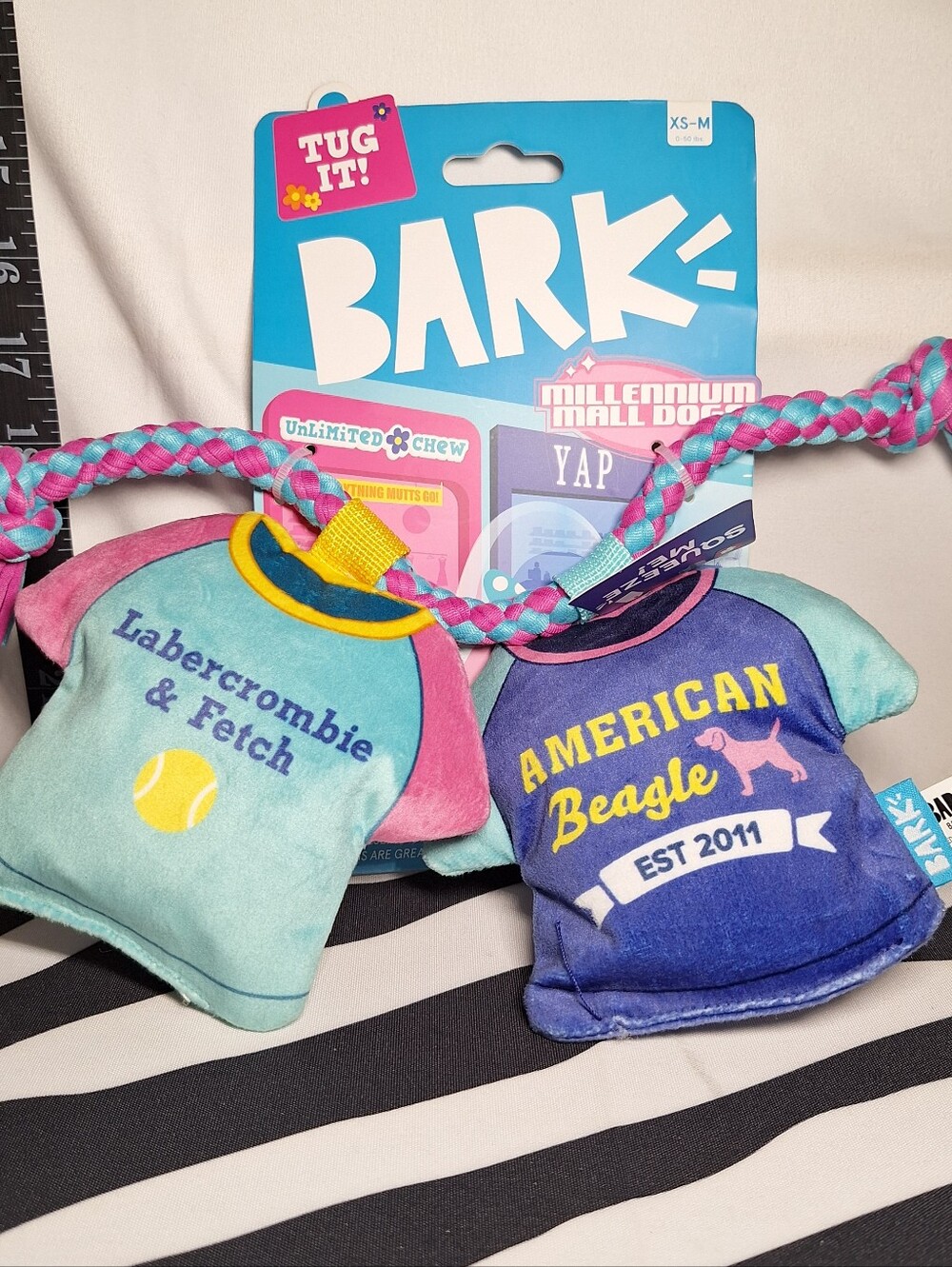 NWT Bark Tugg n' Tees Dog Toy XS-M
